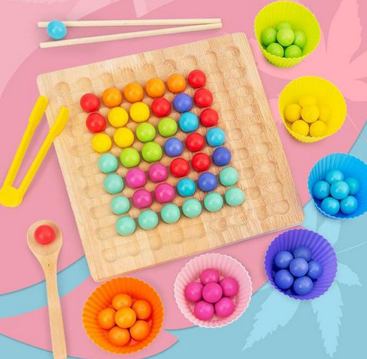 Montessori Houten Kralenspel – Educatief Denk- & Kleuren Match Spel voor Kinderen (4+)