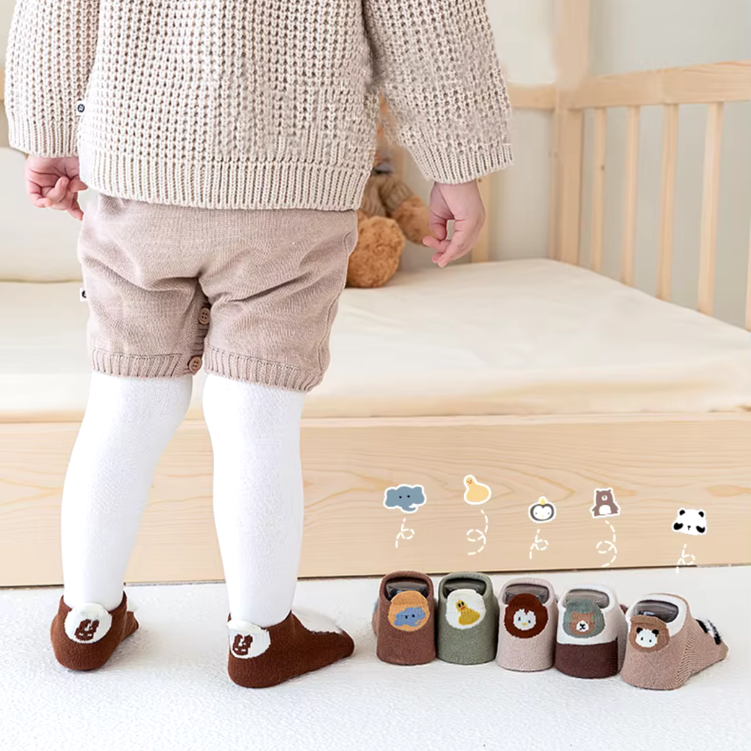 SnugSteps Baby & Peuter Anti-Slip Sokjes – Warme Cartoon Sokken voor Veilig Lopen en Spelen
