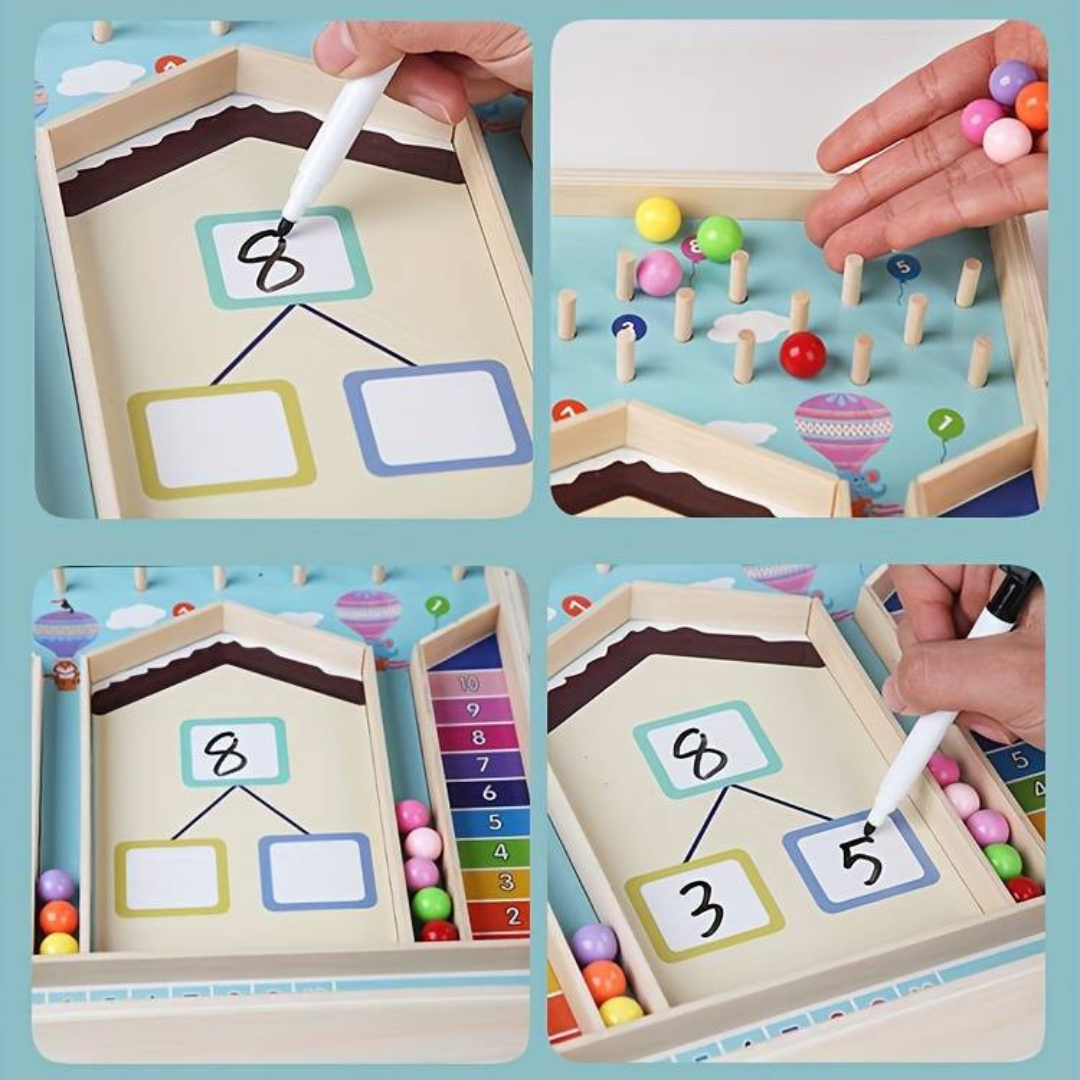 Kleurrijk Houten Reken- & Sorteerspel voor Kinderen – Stimuleer Fijne Motoriek, Tellen en Logisch Denken