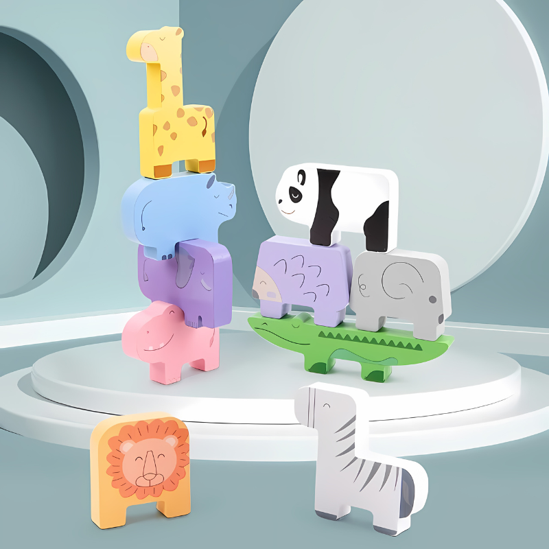 Stapelavontuur Houten Blokken – Educatief Speelgoed voor Creativiteit & Motoriek Kinderen